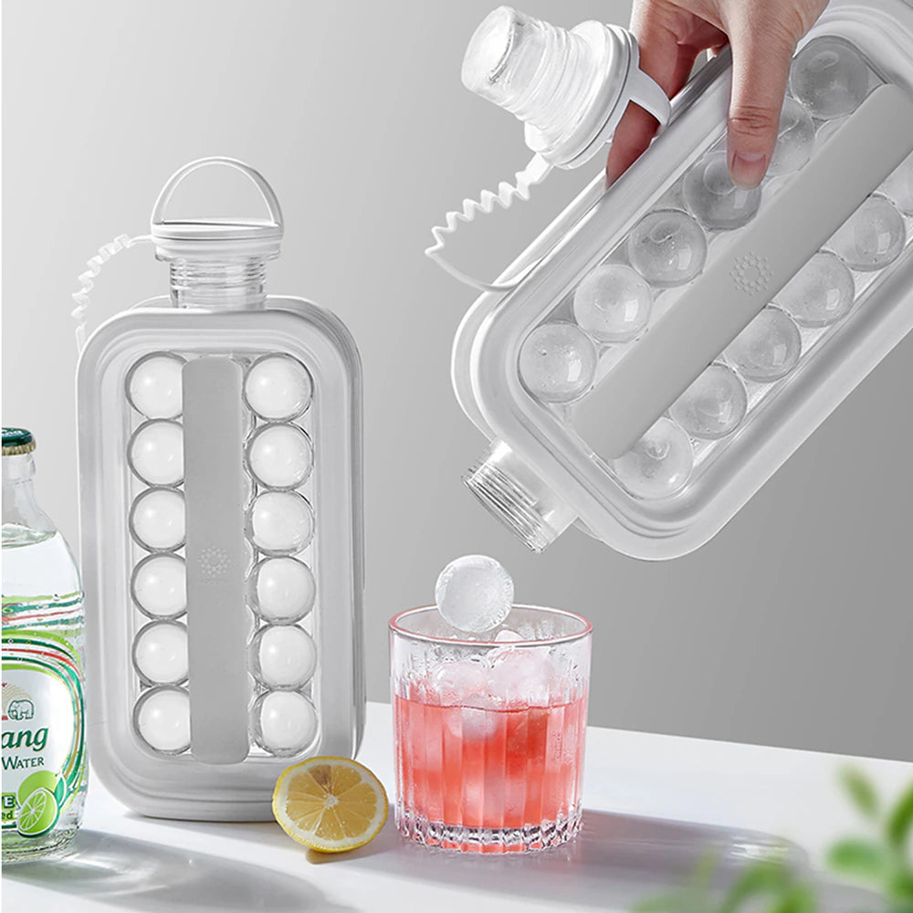 2in1 Portable Silicone Ice Ball Mold Ice Maker, Water Bottle Ice Cube –  PopularBees
